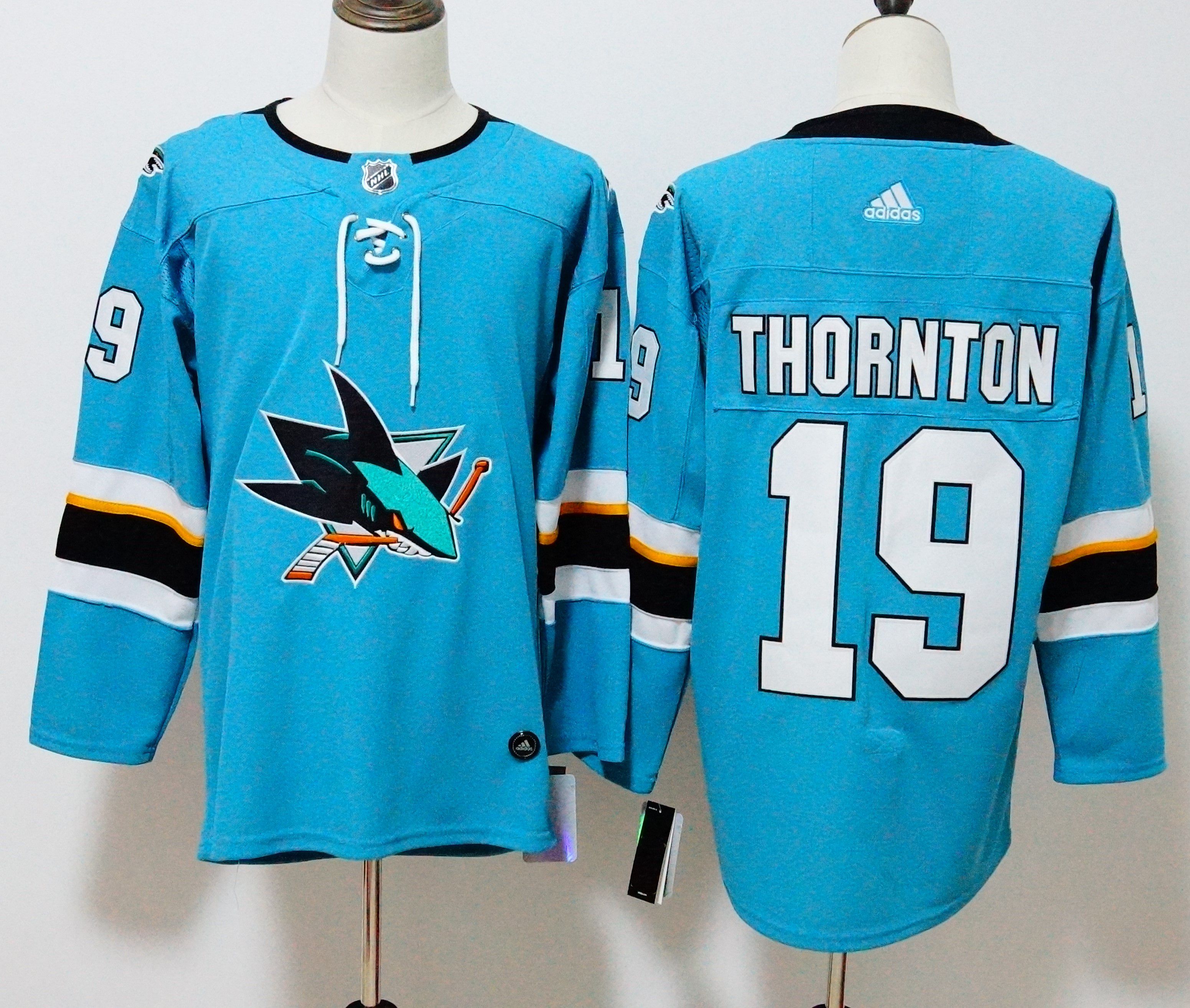 Men San Jose Sharks #19 Thornton Blue Hockey Stitched Adidas NHL Jerseys